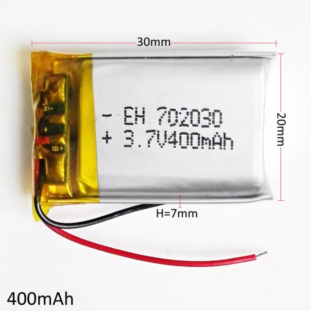 10pcs 3.7V 400mAh 702030 Lipo Li Polymer Rechargeable Battery For Mp3 GPS Camera 3