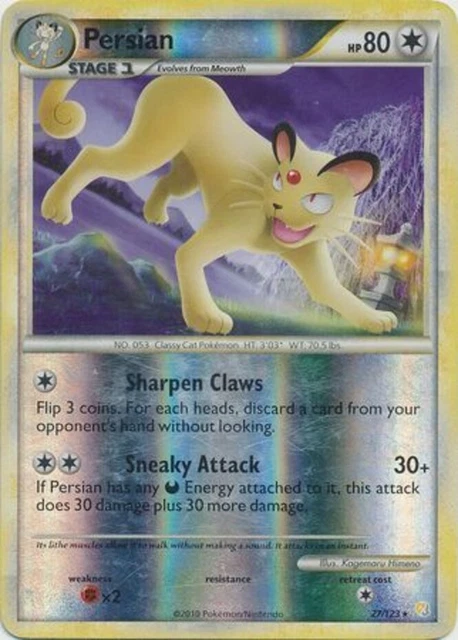 Heavily Played, English Pokemon Reverse Holo Persian - 27/123 - Rare - Reverse H