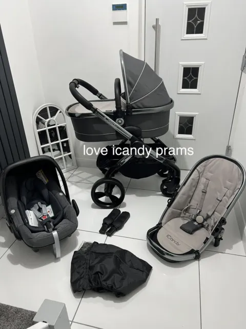 iCandy Peach 4 Truffle2 Travel System On Space Grey Chassis With New Car Seat 🖤