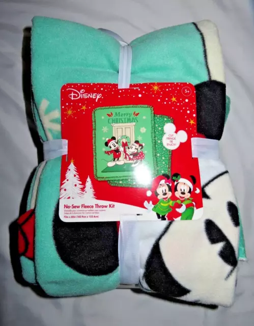 No Sew Fleece Blanket Kit, Disney Mickey Minnie Mouse, 72 X 60, Christmas, Rare