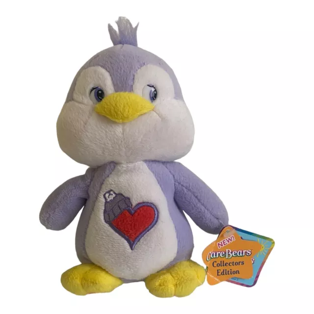 2003 Care Bear Cousin 7" Cozy Heart Purple Penguin Plush With Tags