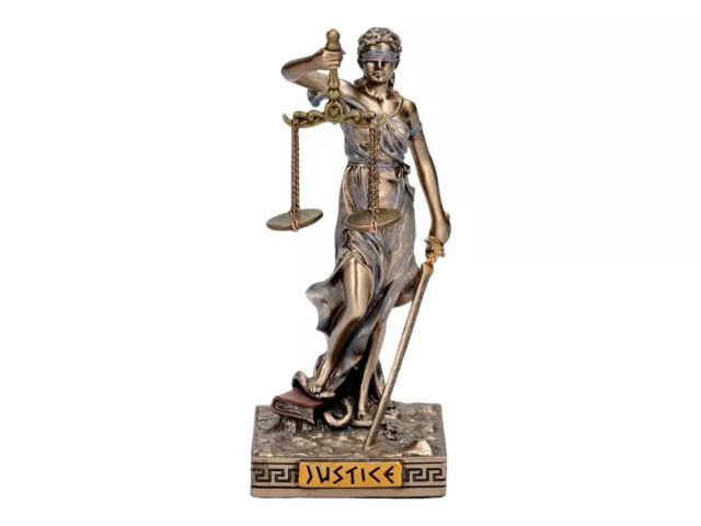 Themis Greek Roman Blind Lady of Justice Miniature Cold Cast Bronze & Resin