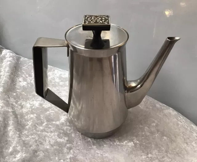 Vintage Wiltshire Burgundy Stainless Steel Coffee Pot VGC Retro