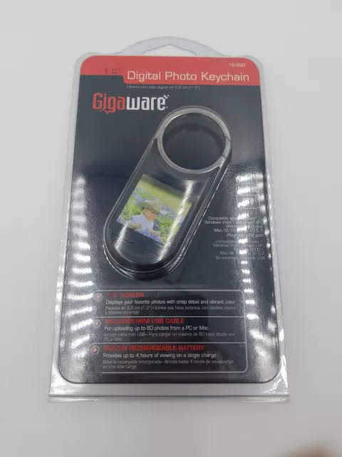 Nuevo En Caja Llavero Fotográfico Digital De 1,5"" De Gigaware Cable Usb Contiene 60 Fotos