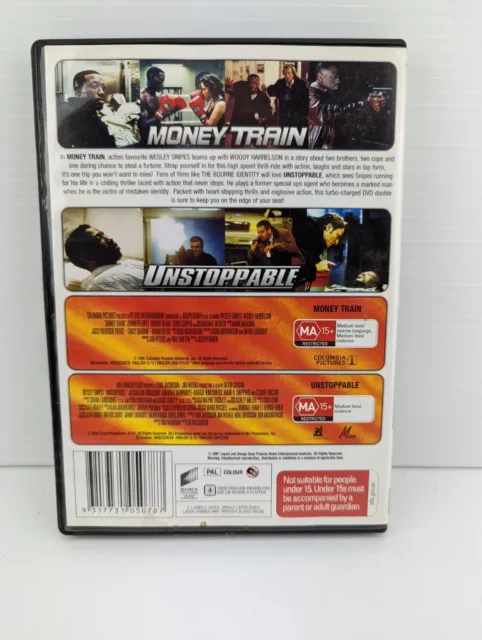 Money Train / Unstoppable DVD (Region 4, 1995) Wesly Snipes T6 2