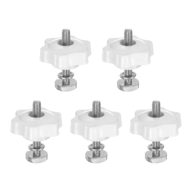 Juego de 5 pernos vía T botón kit M6x40mm pernos roscados M6x38mm tuerca, blanco