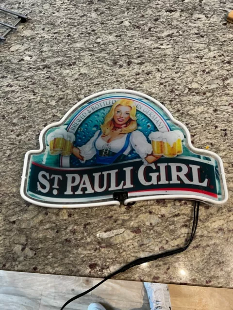 St Pauli Girl Beer Acrylic Neon Sign Light Lamp Decor Club (Slightly used) 