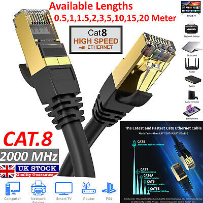 CAT6 Flat Rete Ethernet Cavo LAN RJ45 Patch Lead FULL COPPER Gigabit LOTTO REGNO UNITO 