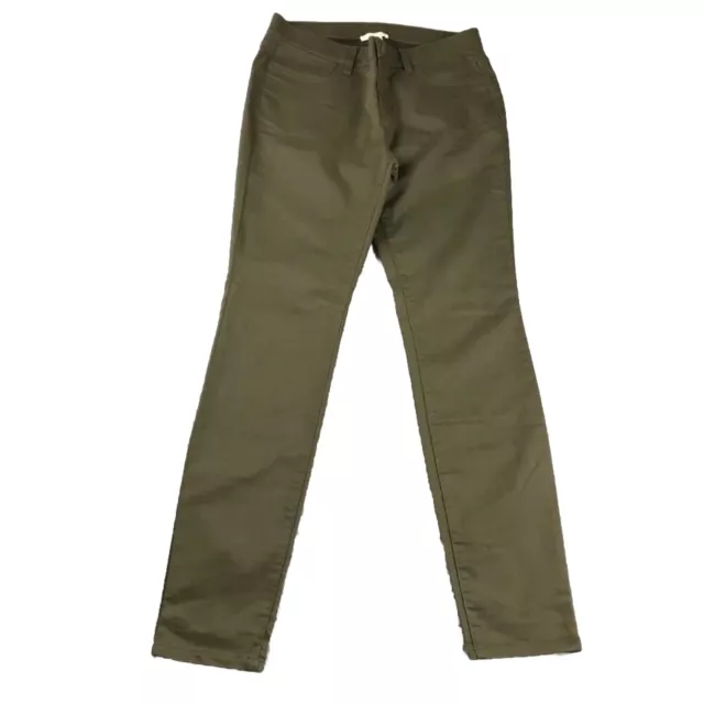 Eileen Fisher Pants Womens 10 Green Organic Cotton Blend Flat Front Straight Leg