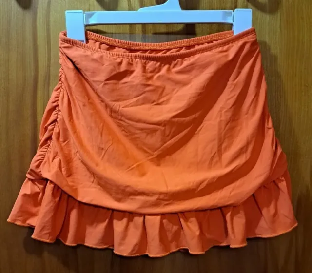 Tara Grinna Womens Swim Skirt Bottoms Orange Size 12 Pull on Ruched Sides USA