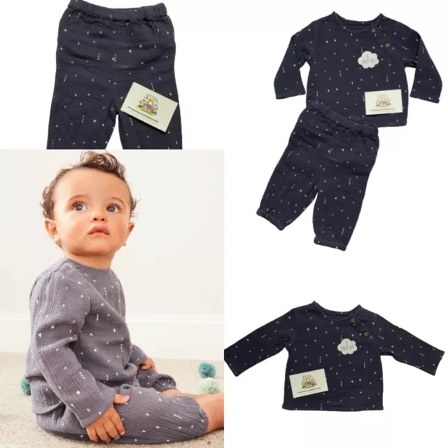 Baby Boys Outfit George Grey Speckle 2 Piece Long Sleeve Top Trousers Newborn