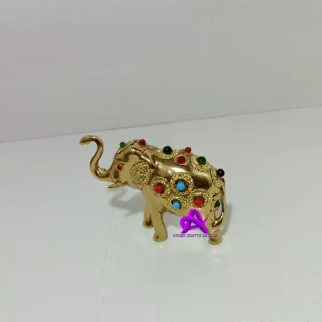 Fait à la main indien, éléphant miniature en laiton pour la décoration de...