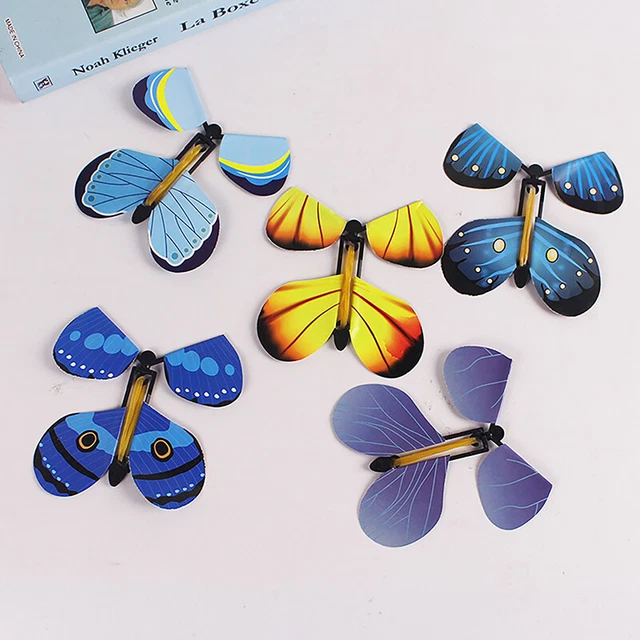 5/10Pcs Magic Flying Butterflies Wind Up Toy In The Sky Bookmark Greeting Ca LEI