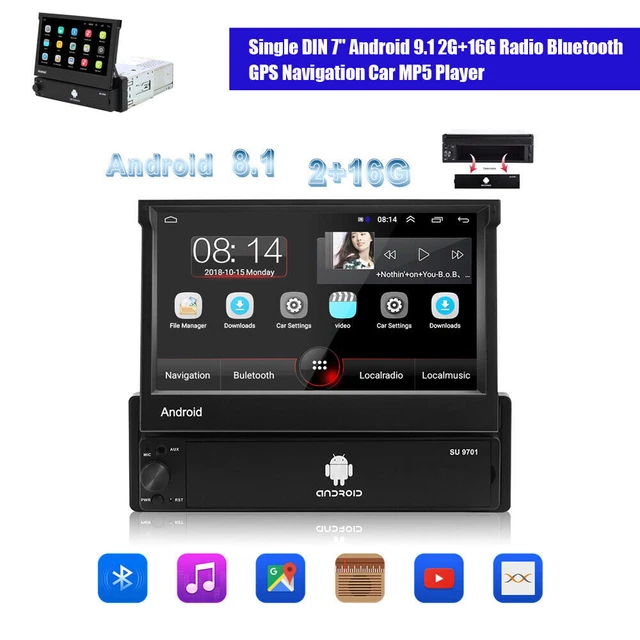 7" Telescopic Screen Car 1Din Radio Stereo GPS Wifi MP5 2GB+16GB USB FM Player