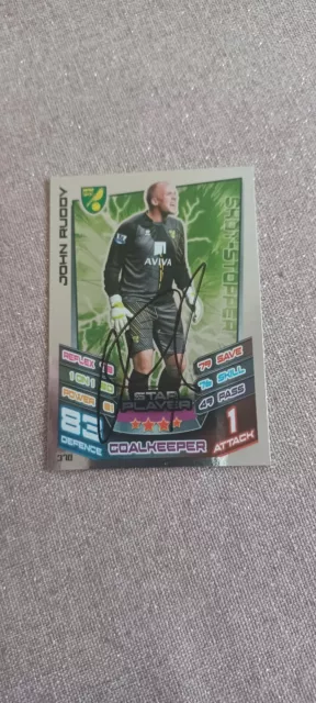 John Ruddy - Norwich City - Signed "Match Attax" Card