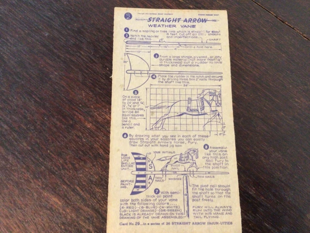 Vintage 1950 Nabisco Premium Straight Arrow Weather Vane Card no. 29