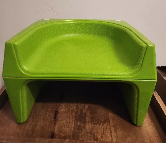 Vintage COSTCO 80s Portable Green Toddler Chair Booster Seat w/ 2 Seat Heights