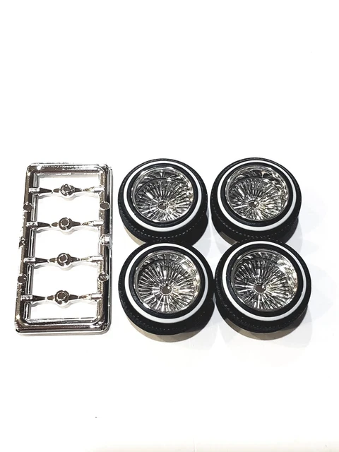 1/24 -1/25 SCALE lowrider Dayton chrome deep wire rims & tires $30.04 ...