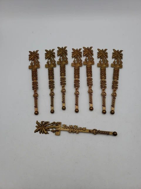 7 Vtg Wreck Bar The Castaways Miami Beach SWIZZLE STICKS stirrers  +1 Tahitian