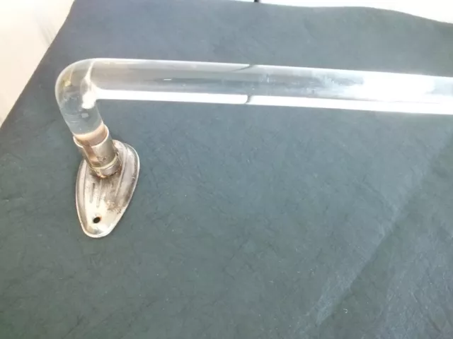 vintage Retro BENT END clear GLASS Bar towel rod rack  18" long Art Deco Kimble