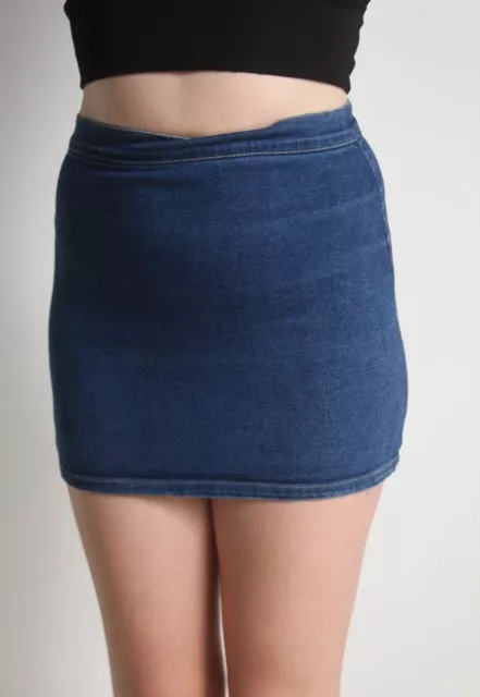 Vintage Y2K Denim Mini Skirt Blue W27’ - Size 8 (A26)