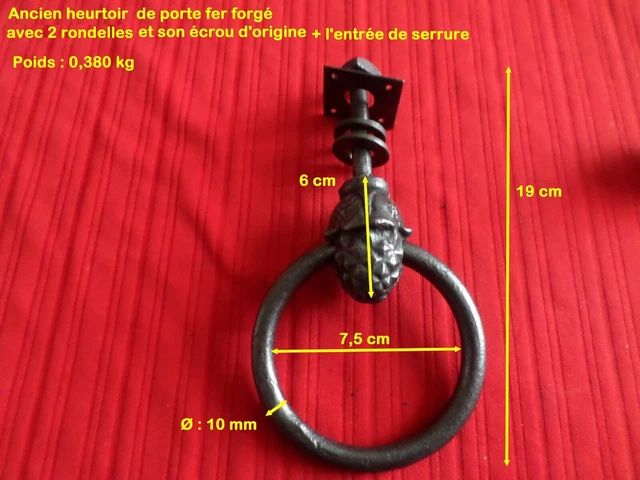 ANCIEN HEURTOIR DE PORTE EN FER FORGE -verrou-loquet-déco