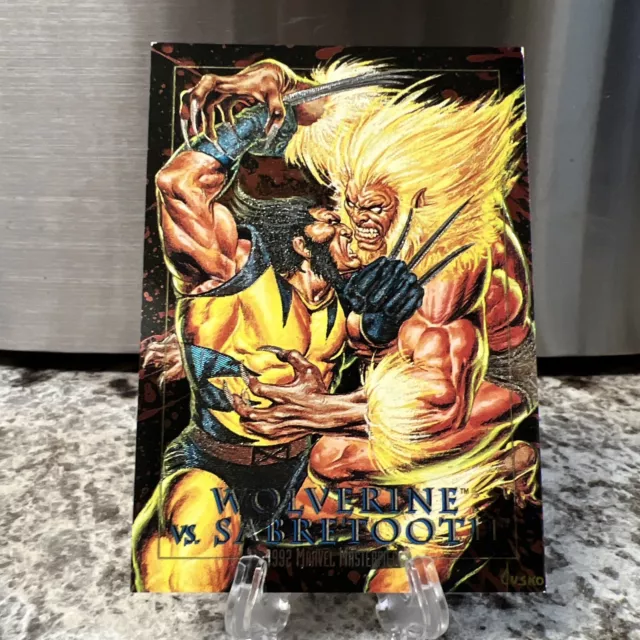 1992 SkyBox Marvel Masterpieces Battle Spectra #3D Wolverine vs. Sabretooth