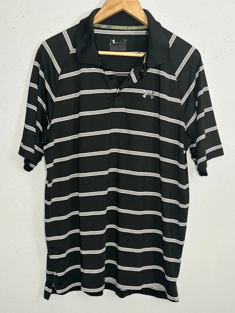 Under Armour Shirt Mens Large L Black Short Sleeve Polo Golf Performance