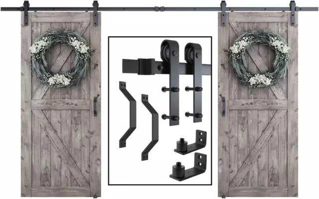 12FT Double Sliding Barn Door Hardware Whole Kit (Include 12Ft Double Track Kit