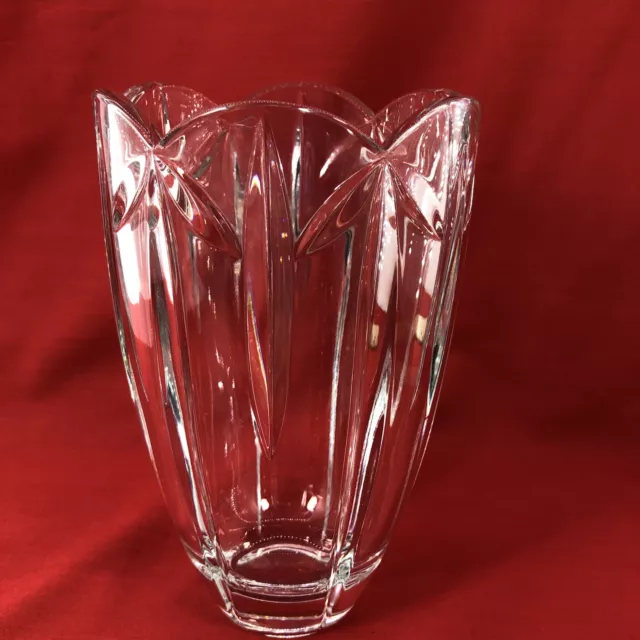 Vase Lead Crystal Clear   Scalloped Top Edge (8" tall). Deep Cut  Vintage