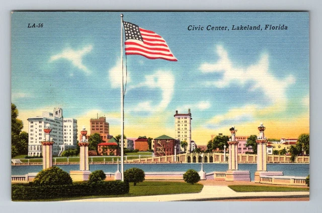 Lakeland FL-Florida Civic Center Mirror Lake Park Vintage Postcard