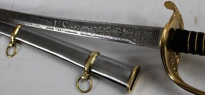 CIVIL WAR 41" US ARMY STAFF OFFICER SWORD SCABBARD Historical Rp Etched US Blade