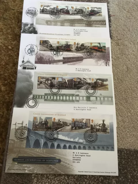 Gb Stamps Royal Mail Official First Day Cover Set Regional Trains