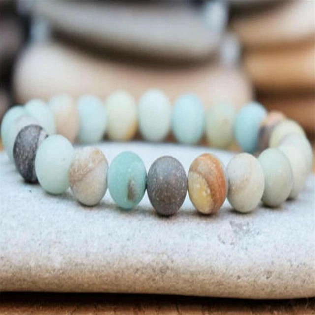8mm Natural Amazonite Stone Mala Stretchy Bracelets Sutra Healing Energy Chakras