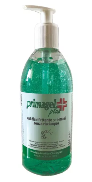 Gel Disinfettante Per Mani Primagel Plus Con Dosatore 500Ml