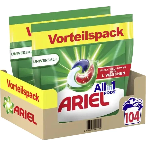 Ariel All-In-1-Pod universale + confezione XXXL contenuto 104 carichi di lavaggio *NUOVO & IMBALLO ORIGINALE*