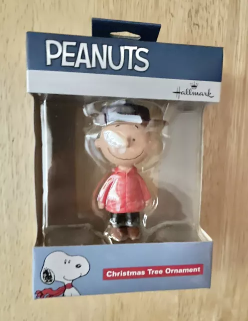 2019 Hallmark Peanuts Charlie Brown Wearing Red Coat Christmas Tree Ornament