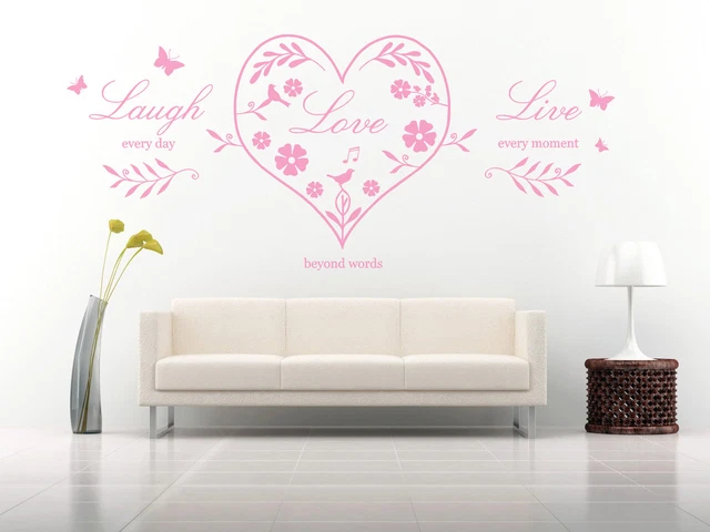 Live Love Laugh Family Happy Art Wall Quotes Wall Stickers Words Phrase Decals E - Foto 2