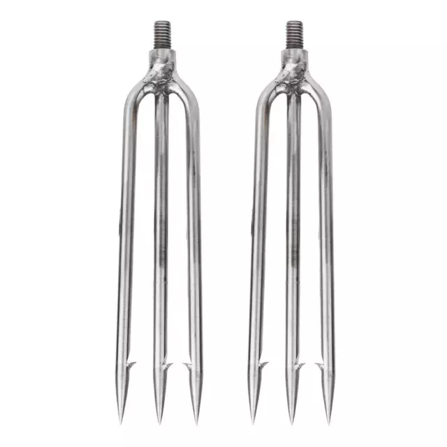 2pc Stainless Steel 3 Prongs Harpoon Gig Gaff Hook Barb Fish Spear for Outdoor❤