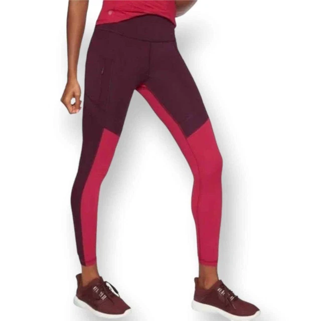 Athleta All In Structure 7/8 Tights Womens S Purple Auberge Colorblock Yoga Pant