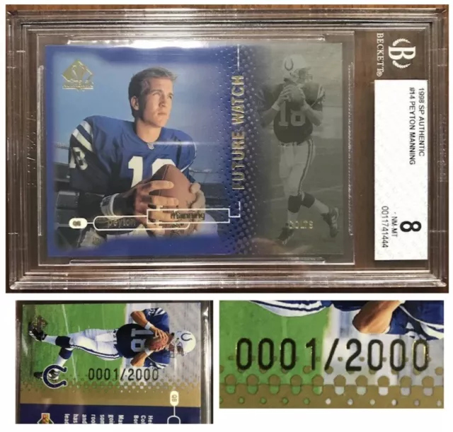 1998 SP Authentic PEYTON MANNING RC Rookie #0001/2000!! 😮