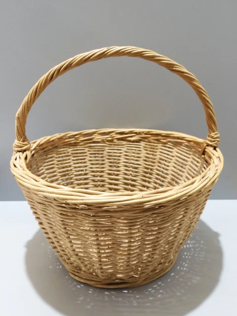 Panier Rond En Rotin Tressé Main – Plateau Clés, Fruits, Bonbons, Décoration Naturelle Élégante
