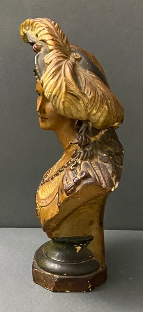 Paire de bustes en plâtre polychrome Fausto et Margherita Acanuti XXe H6198 10