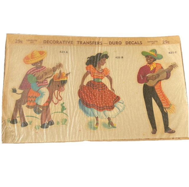 Calcomanía Latina Duro Calcomanías #421 A B C De Colección Fiesta Mexicana Danza Transferencia Decorativa