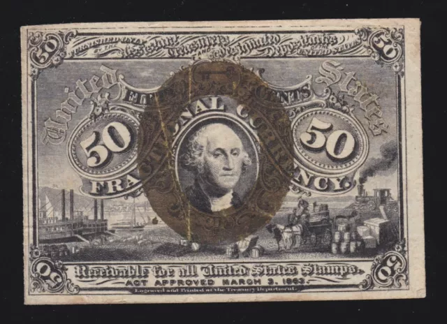US 50c Fractional Currency Note 2nd Issue 18-63-O-1 FR 1322 Ch AU (-004)