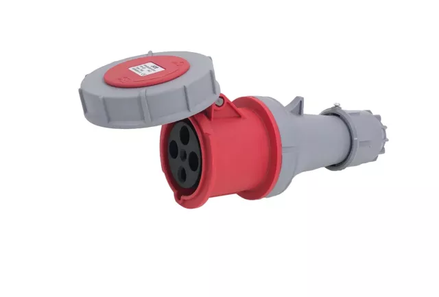 JCE 63 Amp 4 Pin Red Connector Socket 415V IP67 Waterproof rated. 3 Phase