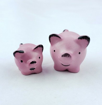 Vintage Ceramic Pig Figurine Japan Round Cute Good Luck Miniature Retro Zhu