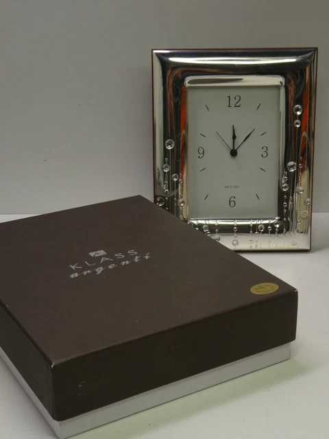Klass Argenti 925 Sterling Silver Framed Clock Made In Italy In Box