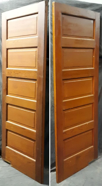 31.5"x79" Antique Vintage Old Interior SOLID Wood Wooden Swinging Door 5 Panels 3