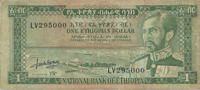 One Ethiopian National Bank of Ethiopia Dollar Bill with Halie Selassie #295000